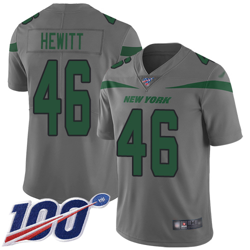 New York Jets Limited Gray Youth Neville Hewitt Jersey NFL Football #46 100th Season Inverted Legend